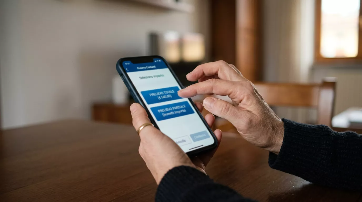 Mani decidono tra due opzioni di cash out su un'app durante il match