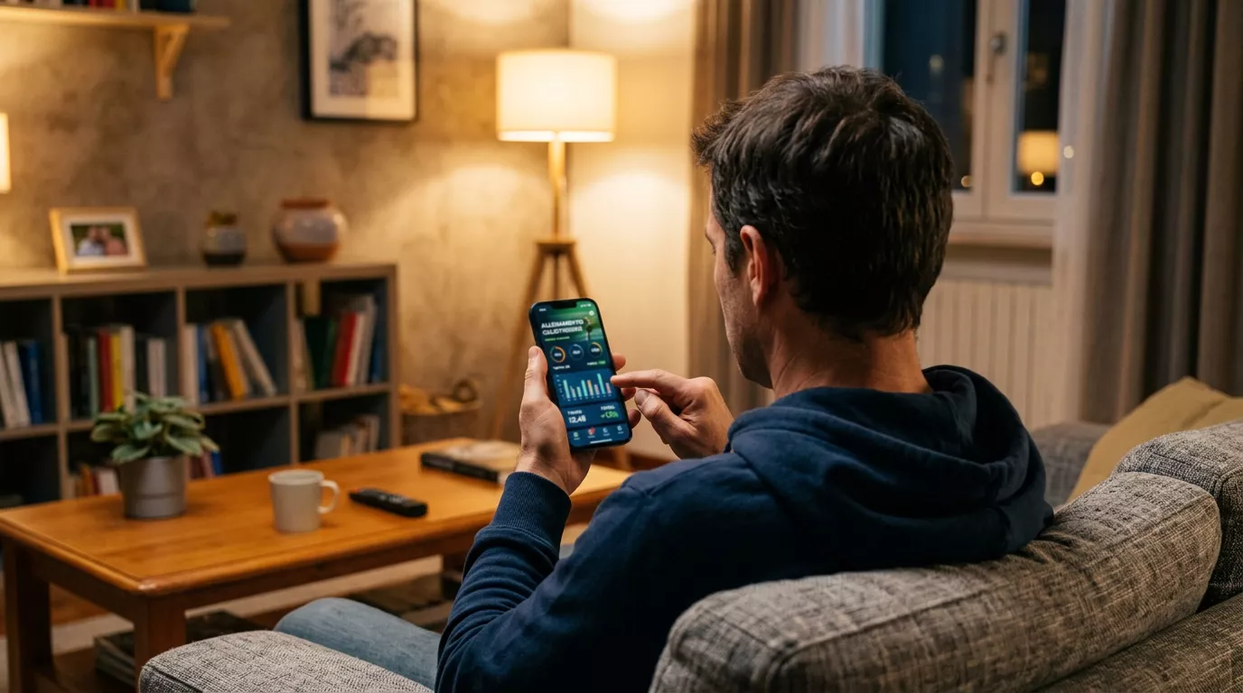 Persona usa uno smartphone su una piattaforma di gioco regolata
