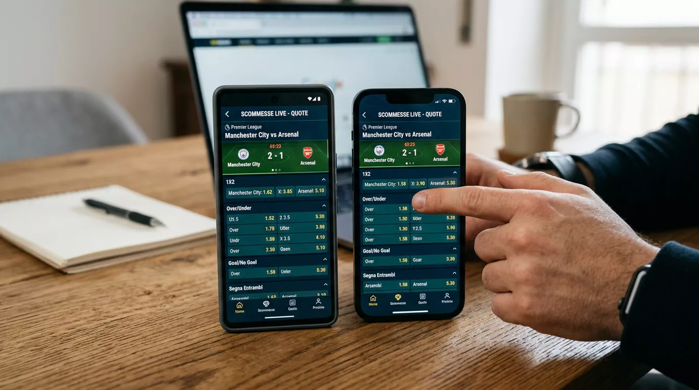 Stessa partita aperta su due operatori per confrontare l'overround e individuare il payout migliore