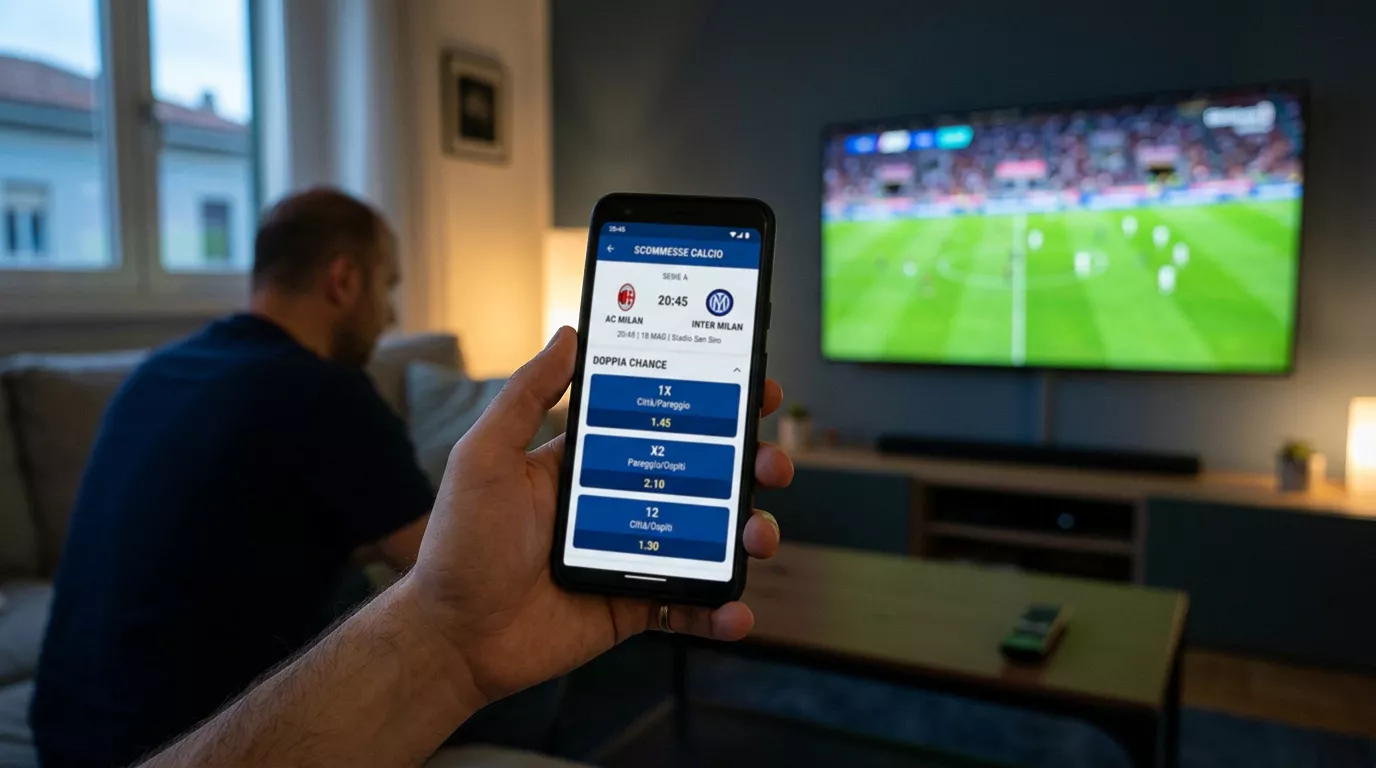 Mercato doppia chance con le combinazioni 1X, X2 e 12 mostrate su un'interfaccia di scommessa calcio