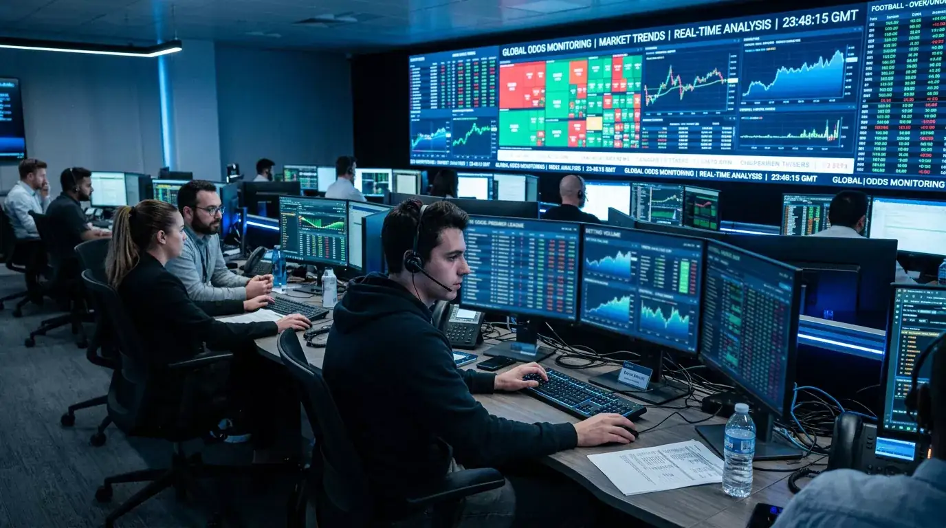 Sala di monitoraggio con schermi che osservano l'andamento delle quote