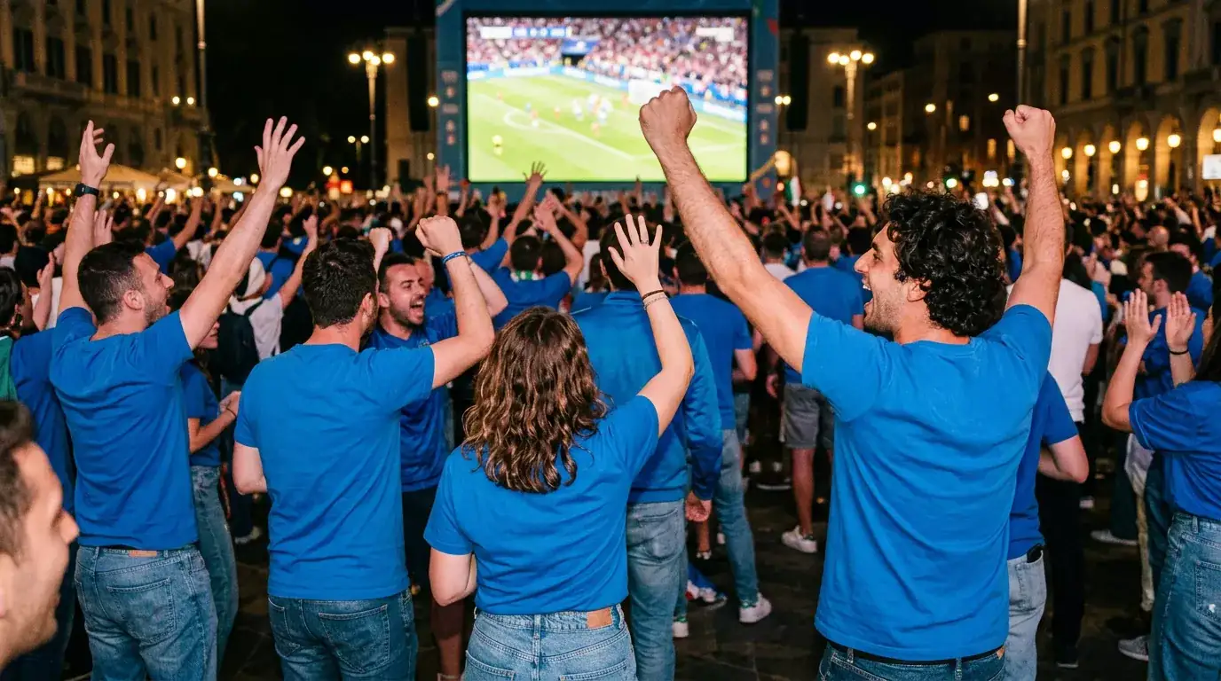 Tifosi della Nazionale italiana seguono con passione una partita degli azzurri