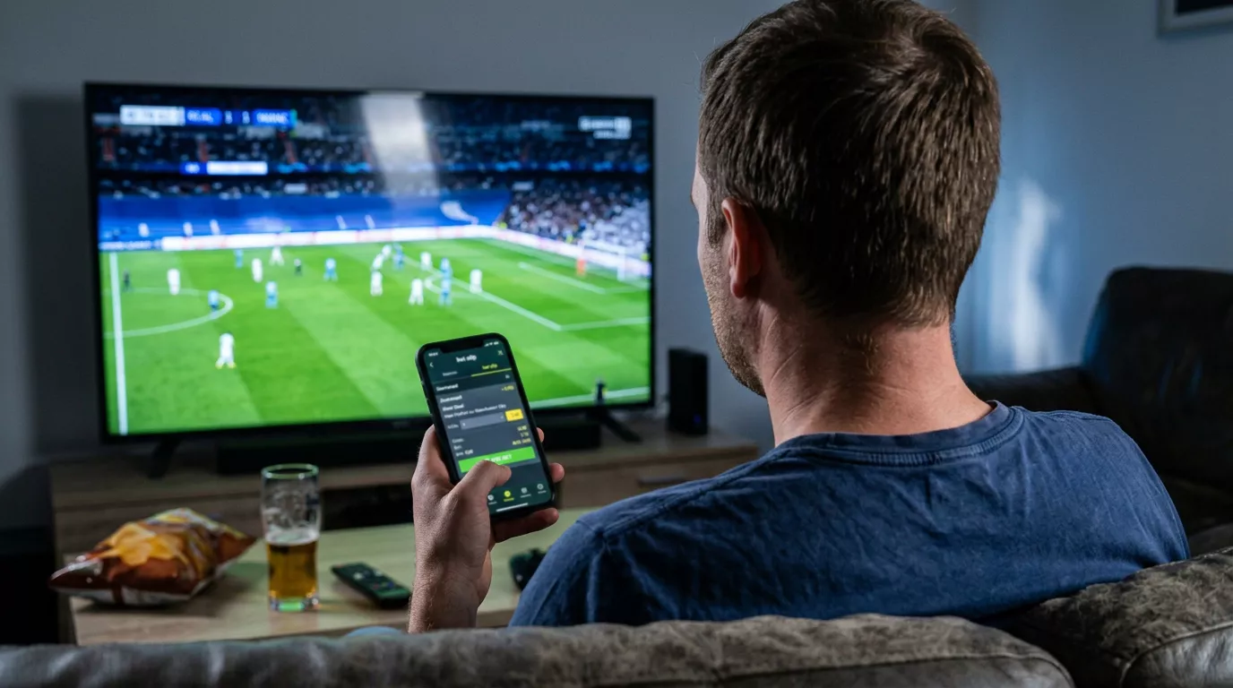 Scommettitore segue la partita pronto a piazzare una giocata live