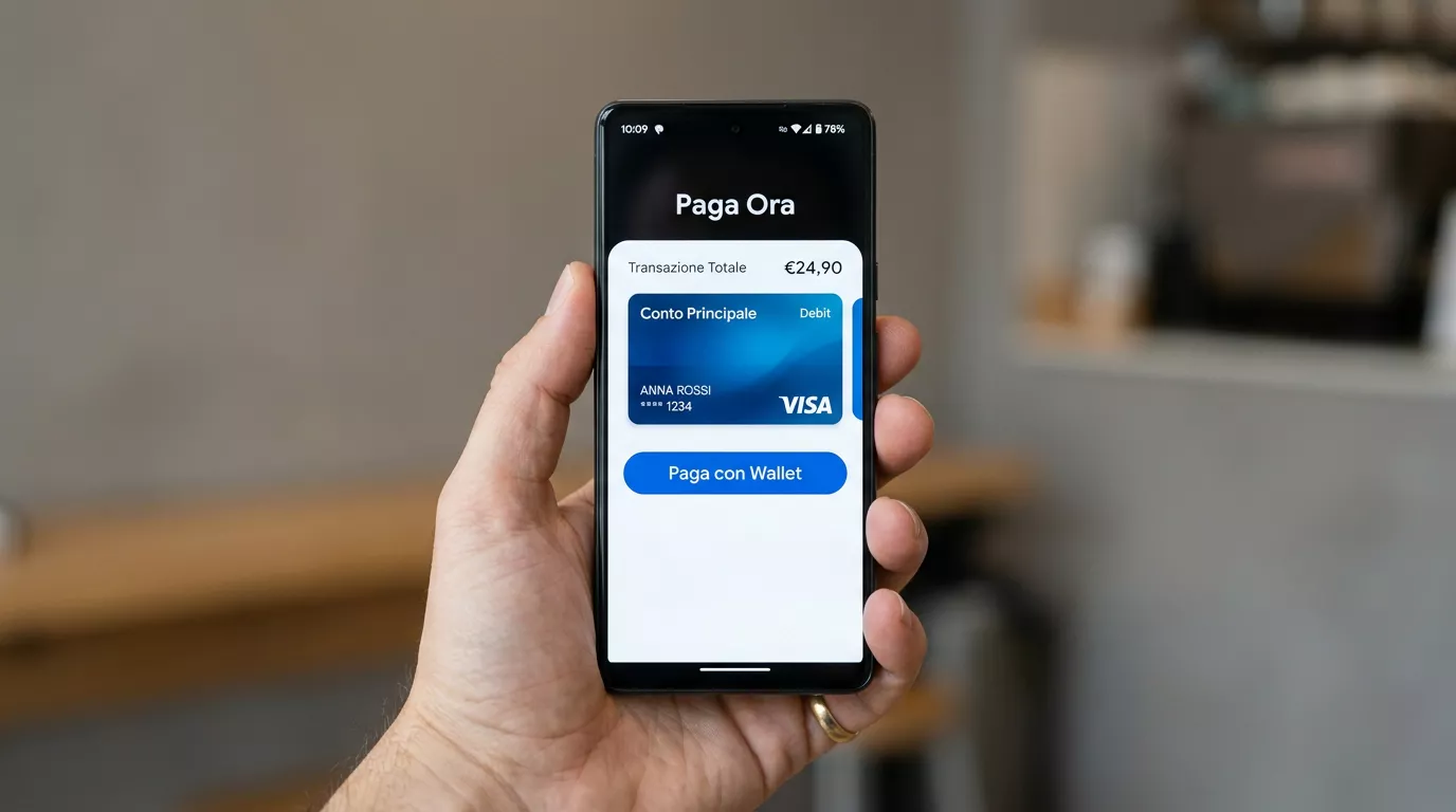 Smartphone con una schermata di pagamento digitale sicuro in primo piano