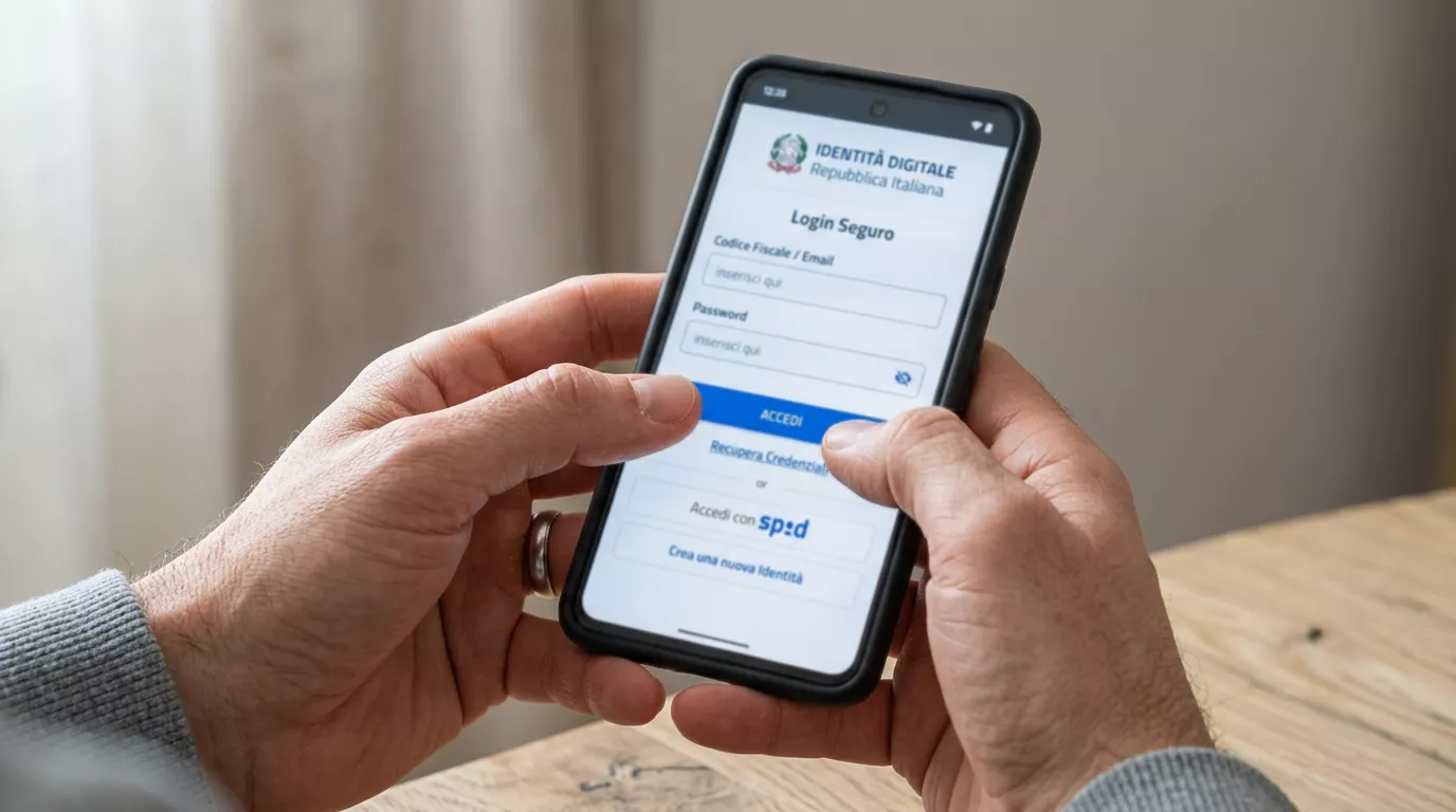 Persona completa la registrazione a un bookmaker con SPID sullo smartphone